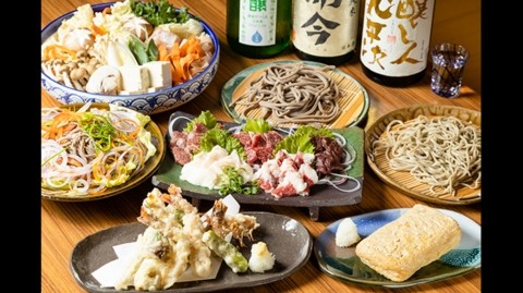 【昼酒　夜酒】蕎麦前のお料理とドリンク・天婦羅と〆の蕎麦