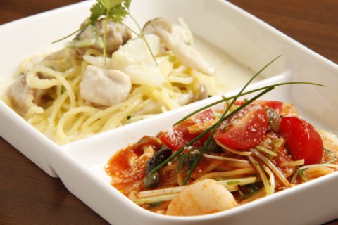 十勝ベーグル カフェプールトゥ パスタ ハーフ&ハーフ 972円~