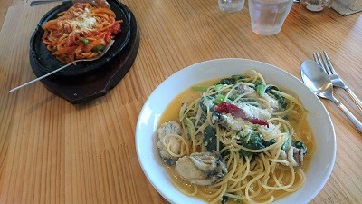 のんびりや食道さんのカキのパスタ