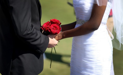 Bride's puppy-themed wedding