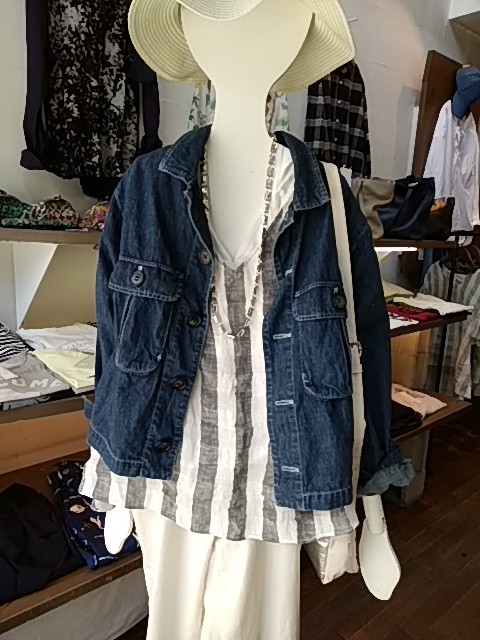 太ストライププルブラウス