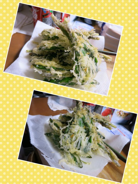 行者にんにくの天ぷらを