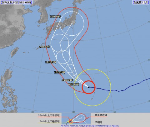 今年最大級の台風19号が接近・・・( 一一)