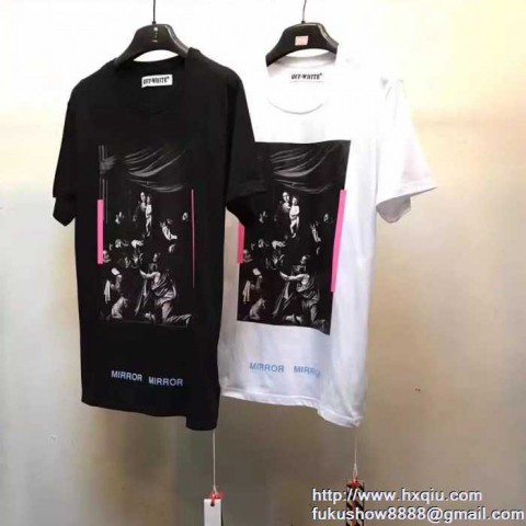 超目玉 2017春夏 オフホワイト OFF-WHITE 2色可選 半袖Tシャツ