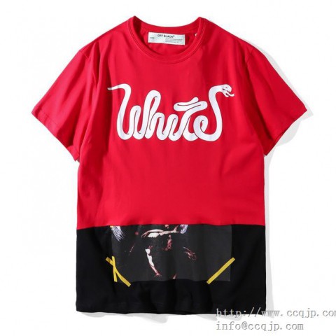 OFF-WHITEオフホワイト人気春夏半袖WHITE PATCHWORK TEE