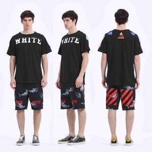 オフホワイト 偽物メンズOFF-WHITE高品質半袖コットンプリントTシャツ