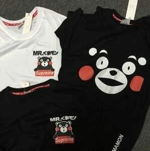 可愛いシュプリームTシャツBOX LOGO プリントくまモンSUPREME半袖Tシャツ
