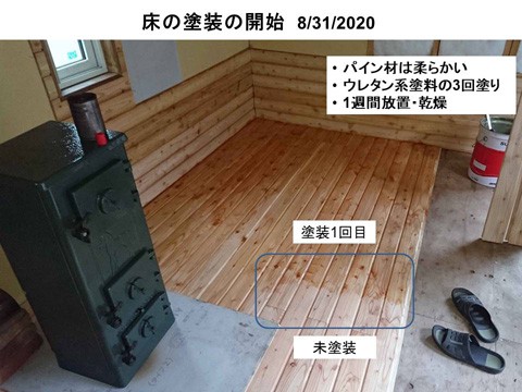 木製床の仕上げはウレタン系の塗装と決めた