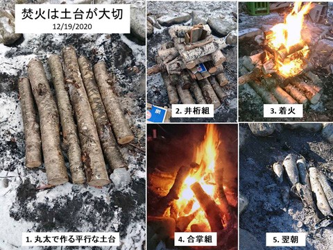 焚火の知恵(6) 雪上焚火のポイントは土台だ