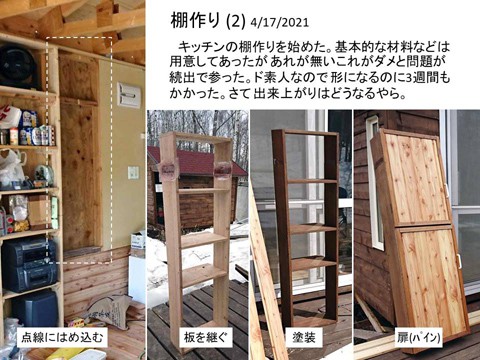 十勝ヒュッテ 室内の棚作り(2)