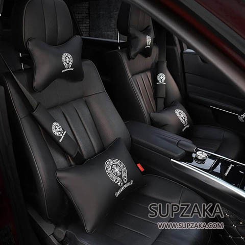 クロムハーツ 車用品セット ハンドルカバー 首枕 シートベルトカバー